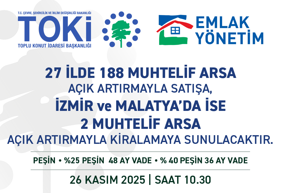 Toplu Konut İdaresi Başkanlığı – 27 İlde Arsa Satışı ve Kiralama Müzayedesi