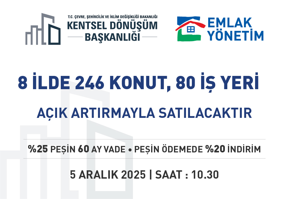 8 İlde 246 Konut ve 80 İş Yeri Müzayedesi