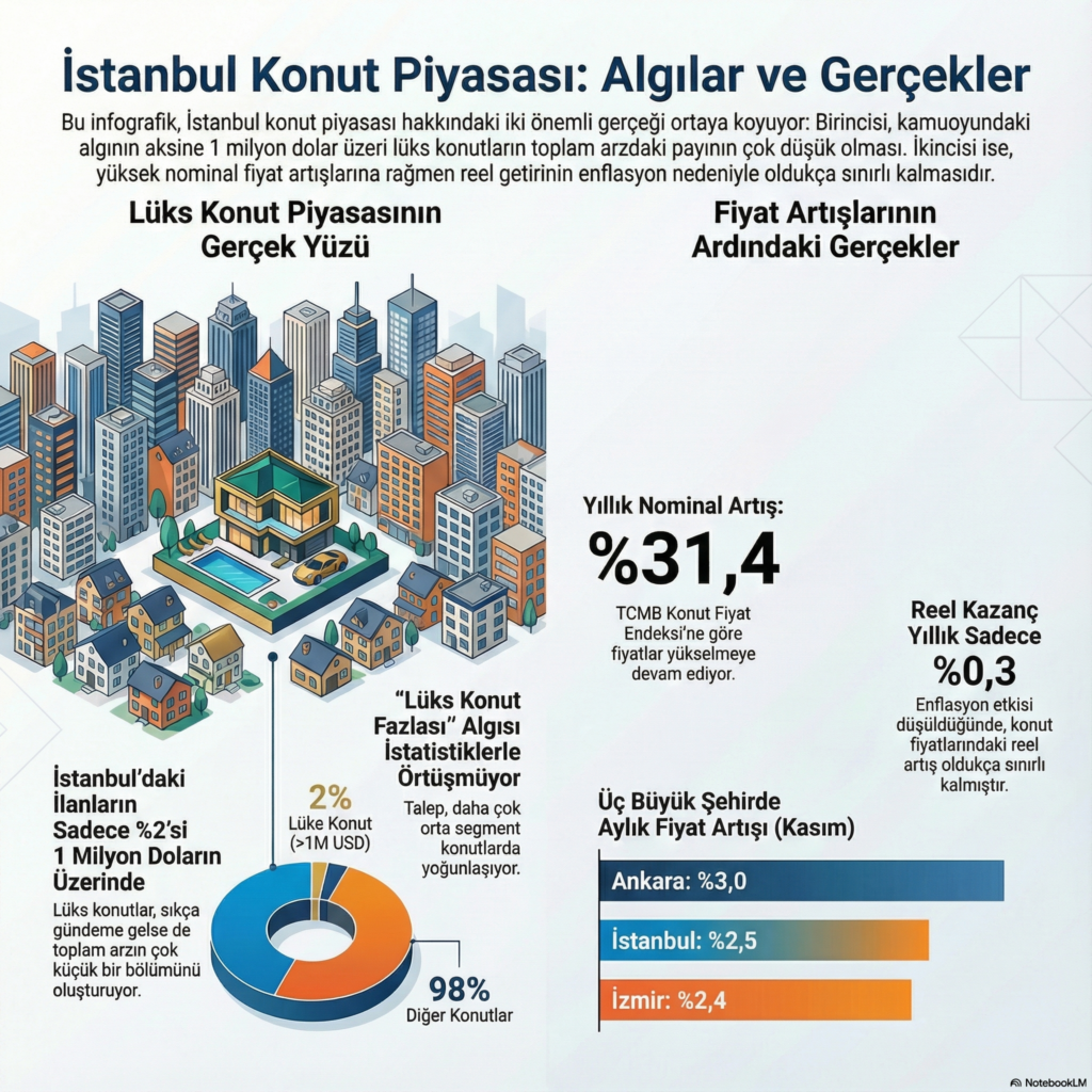 İstanbul’da 1 Milyon Dolar Üzeri Konutlar Toplam İlanların Yalnızca %2’sini Oluşturuyor